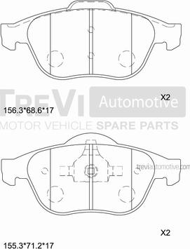 Trevi Automotive PF1107 - Гальмівні колодки, дискові гальма autozip.com.ua