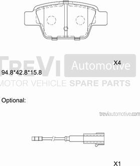 Trevi Automotive PF1119 - Гальмівні колодки, дискові гальма autozip.com.ua