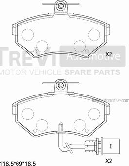 Trevi Automotive PF1110 - Гальмівні колодки, дискові гальма autozip.com.ua