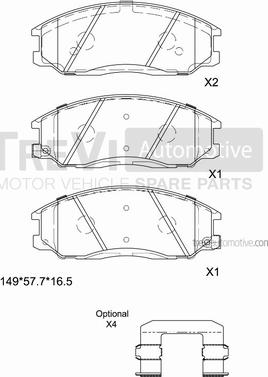 Trevi Automotive PF1188 - Гальмівні колодки, дискові гальма autozip.com.ua