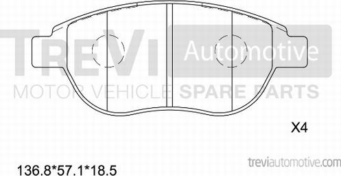 Trevi Automotive PF1125 - Гальмівні колодки, дискові гальма autozip.com.ua