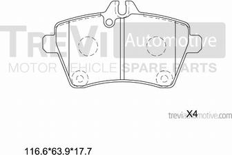 Trevi Automotive PF1179 - Гальмівні колодки, дискові гальма autozip.com.ua