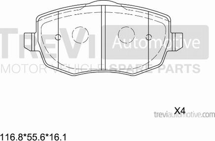 Trevi Automotive PF1178 - Гальмівні колодки, дискові гальма autozip.com.ua