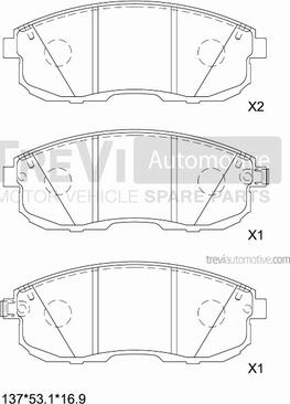 Trevi Automotive PF1392 - Гальмівні колодки, дискові гальма autozip.com.ua