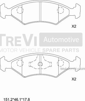 Trevi Automotive PF1344 - Гальмівні колодки, дискові гальма autozip.com.ua