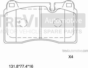 Trevi Automotive PF1342 - Гальмівні колодки, дискові гальма autozip.com.ua