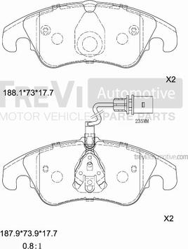 Trevi Automotive PF1366 - Гальмівні колодки, дискові гальма autozip.com.ua