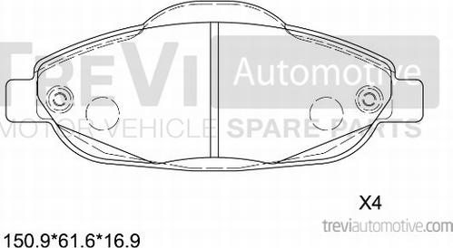 Trevi Automotive PF1360 - Гальмівні колодки, дискові гальма autozip.com.ua