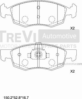 Trevi Automotive PF1362 - Гальмівні колодки, дискові гальма autozip.com.ua