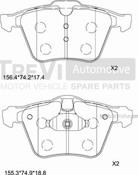 Trevi Automotive PF1305 - Гальмівні колодки, дискові гальма autozip.com.ua