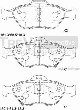 Trevi Automotive PF1300 - Гальмівні колодки, дискові гальма autozip.com.ua