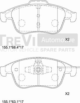 Trevi Automotive PF1382 - Гальмівні колодки, дискові гальма autozip.com.ua