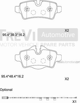 Trevi Automotive PF1335 - Гальмівні колодки, дискові гальма autozip.com.ua