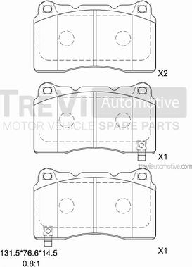 Trevi Automotive PF1330 - Гальмівні колодки, дискові гальма autozip.com.ua