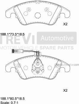 Trevi Automotive PF1338 - Гальмівні колодки, дискові гальма autozip.com.ua