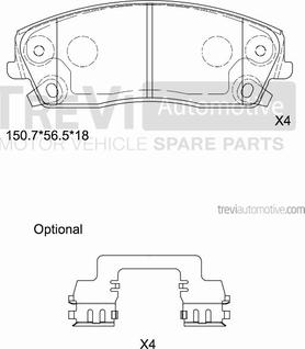 Trevi Automotive PF1327 - Гальмівні колодки, дискові гальма autozip.com.ua