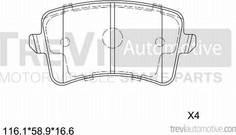 Trevi Automotive PF1371 - Гальмівні колодки, дискові гальма autozip.com.ua