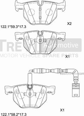 Trevi Automotive PF1249 - Гальмівні колодки, дискові гальма autozip.com.ua