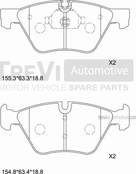 Trevi Automotive PF1256 - Гальмівні колодки, дискові гальма autozip.com.ua