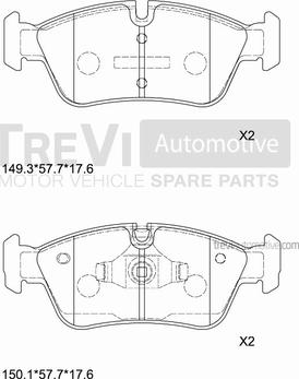 Trevi Automotive PF1252 - Гальмівні колодки, дискові гальма autozip.com.ua