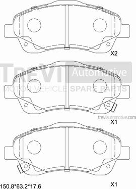 Trevi Automotive PF1209 - Гальмівні колодки, дискові гальма autozip.com.ua