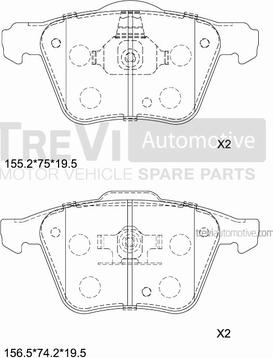 Trevi Automotive PF1201 - Гальмівні колодки, дискові гальма autozip.com.ua