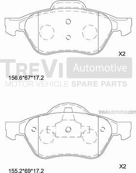 Trevi Automotive PF1289 - Гальмівні колодки, дискові гальма autozip.com.ua