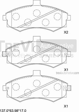 Trevi Automotive PF1281 - Гальмівні колодки, дискові гальма autozip.com.ua