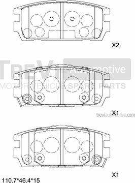 Trevi Automotive PF1282 - Гальмівні колодки, дискові гальма autozip.com.ua