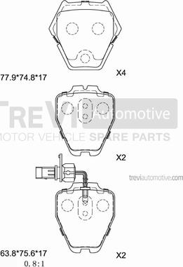 Trevi Automotive PF1234 - Гальмівні колодки, дискові гальма autozip.com.ua