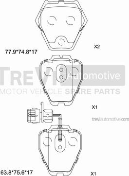 Trevi Automotive PF1233 - Гальмівні колодки, дискові гальма autozip.com.ua