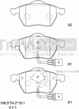 Trevi Automotive PF1237 - Гальмівні колодки, дискові гальма autozip.com.ua