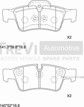 Trevi Automotive PF1276 - Гальмівні колодки, дискові гальма autozip.com.ua