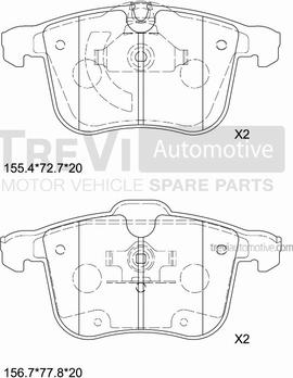 Trevi Automotive PF1278 - Гальмівні колодки, дискові гальма autozip.com.ua