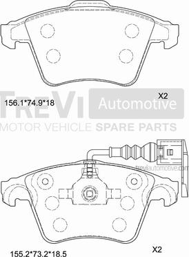 Trevi Automotive PF1273 - Гальмівні колодки, дискові гальма autozip.com.ua