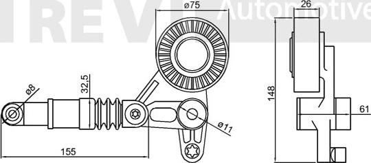 Trevi Automotive TA2110 - Натягувач ременя, клинові зуб. autozip.com.ua