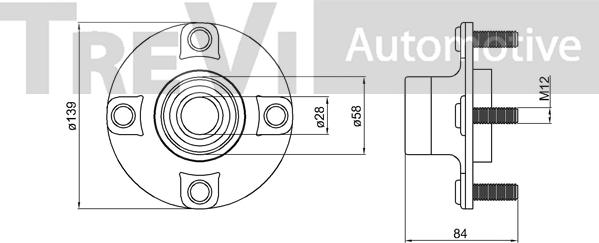 Trevi Automotive WB1455 - Комплект підшипника маточини колеса autozip.com.ua