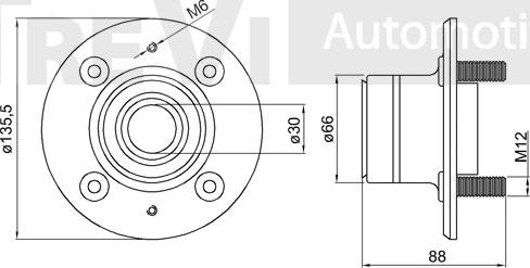 Trevi Automotive WB1562 - Комплект підшипника маточини колеса autozip.com.ua