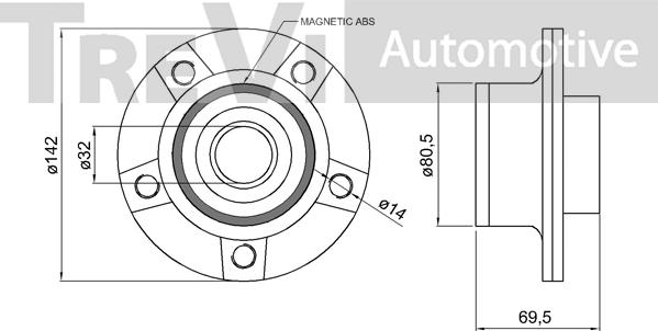 Trevi Automotive WB1088 - Комплект підшипника маточини колеса autozip.com.ua