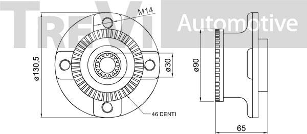 Trevi Automotive WB1288 - Комплект підшипника маточини колеса autozip.com.ua