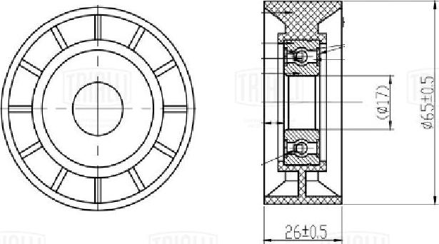 Trialli CM 0955 - Паразитний / провідний ролик, поліклиновий ремінь autozip.com.ua