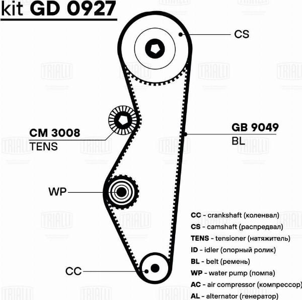 Trialli GD 0927 - Комплект ременя ГРМ autozip.com.ua