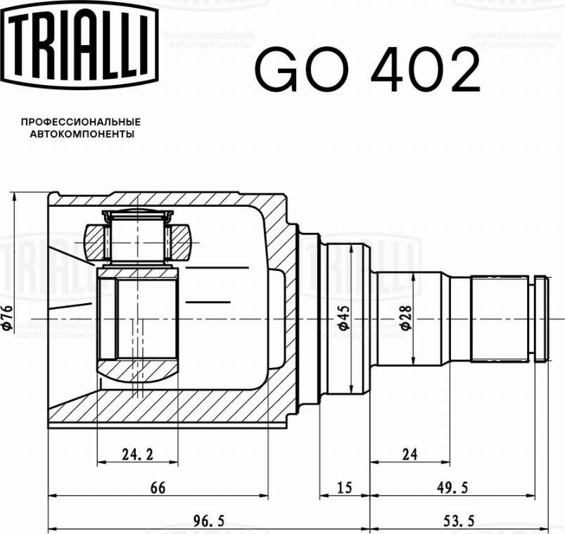 Trialli GO 402 - Шарнір, ШРУС, приводний вал autozip.com.ua
