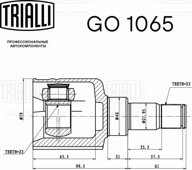 Trialli GO 1065 - Шарнірний комплект, ШРУС, приводний вал autozip.com.ua