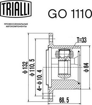 Trialli GO 1110 - Шарнірний комплект, ШРУС, приводний вал autozip.com.ua