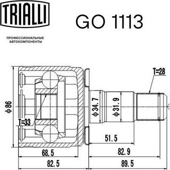 Trialli GO 1113 - Шарнір, ШРУС, приводний вал autozip.com.ua