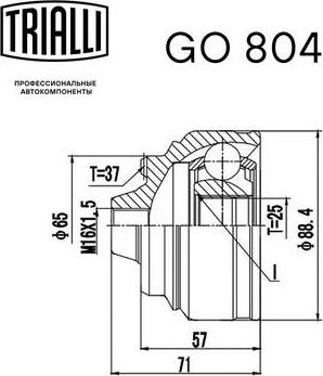 Trialli GO 804 - Шарнір, ШРУС, приводний вал autozip.com.ua