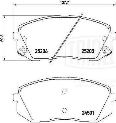 Trialli PF 0820 - Гальмівні колодки, дискові гальма autozip.com.ua