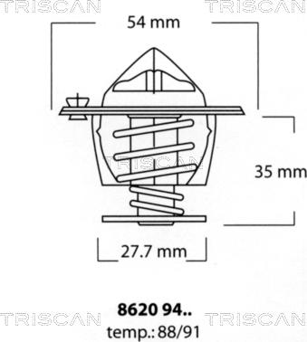 Triscan 8620 9491 - Термостат, охолоджуюча рідина autozip.com.ua