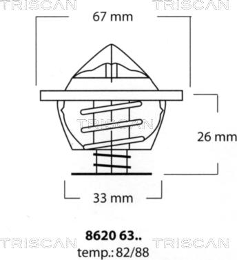 Triscan 8620 6382 - Термостат 80C Bmw-Ford Galaxy-VW Bora.Golf IV.Passat.T IV 2.3-2.8 V6 97-08- autozip.com.ua